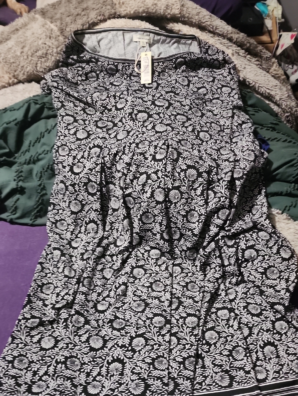 Max Studio Black and White Floral Midi Dress